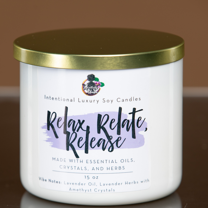 Relax, Relate, Release Luxury Intentional Candles