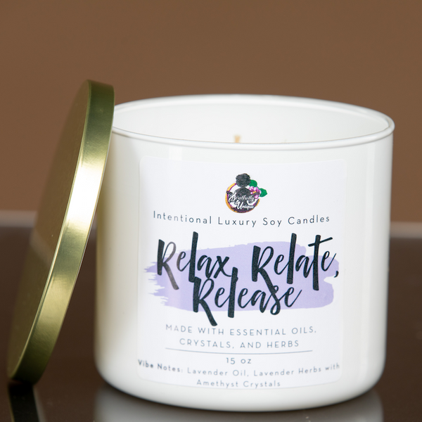 Relax, Relate, Release Luxury Intentional Candles