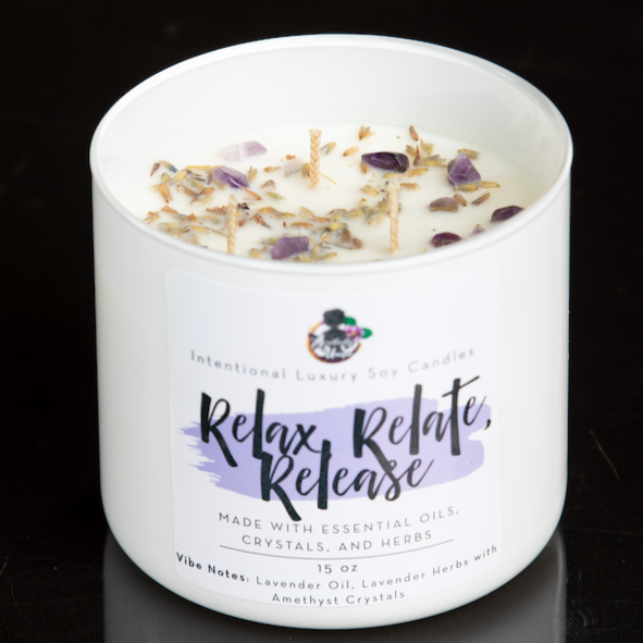 Relax, Relate, Release Luxury Intentional Candles